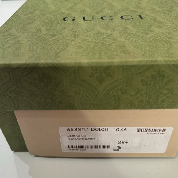 Gucci (Authentic) Merinos GG shoes/slippers Women’s size 38 Black-Butterscotch - Picture 2 of 6